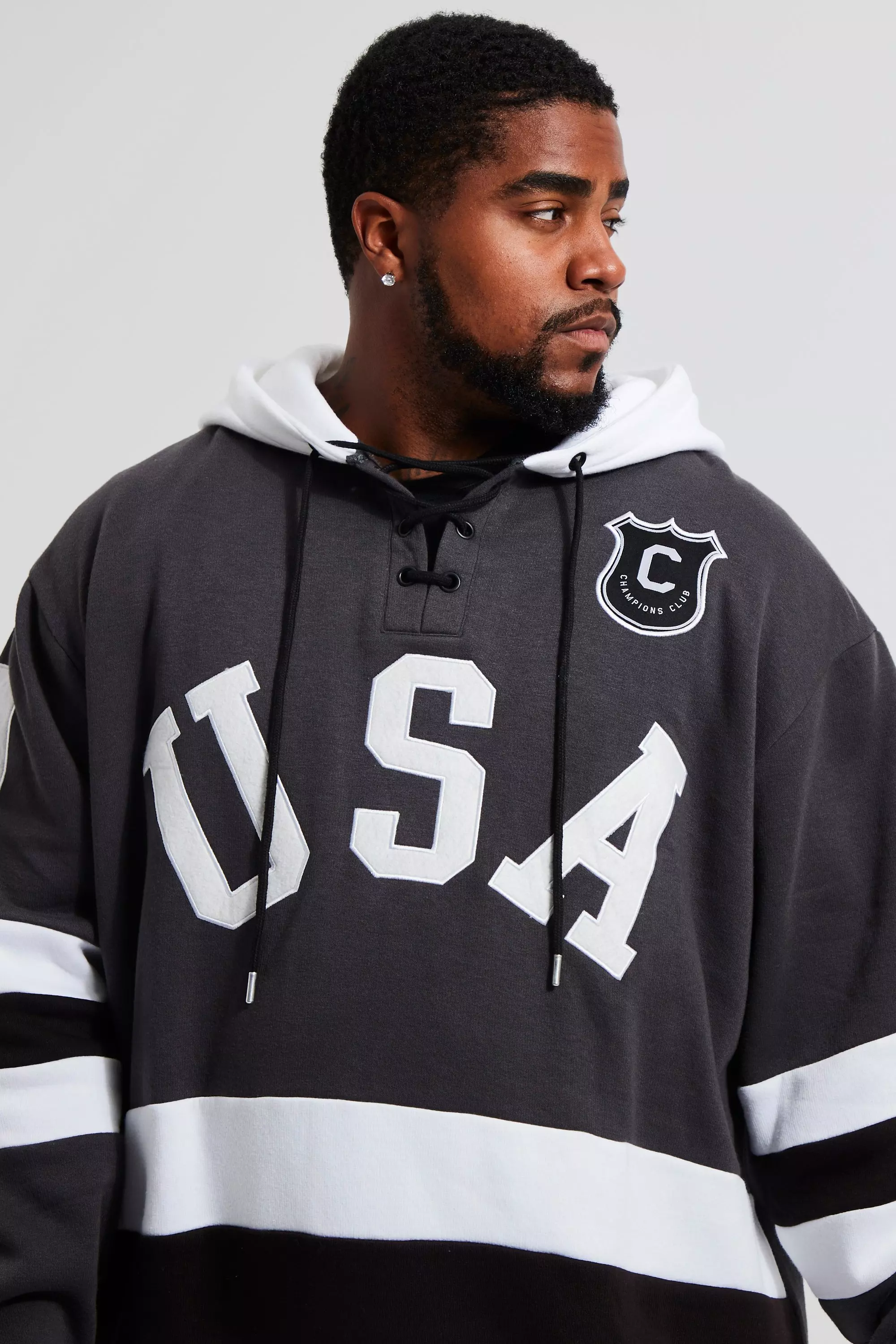 Plus Loose Fit Varsity Hockey Hoodie